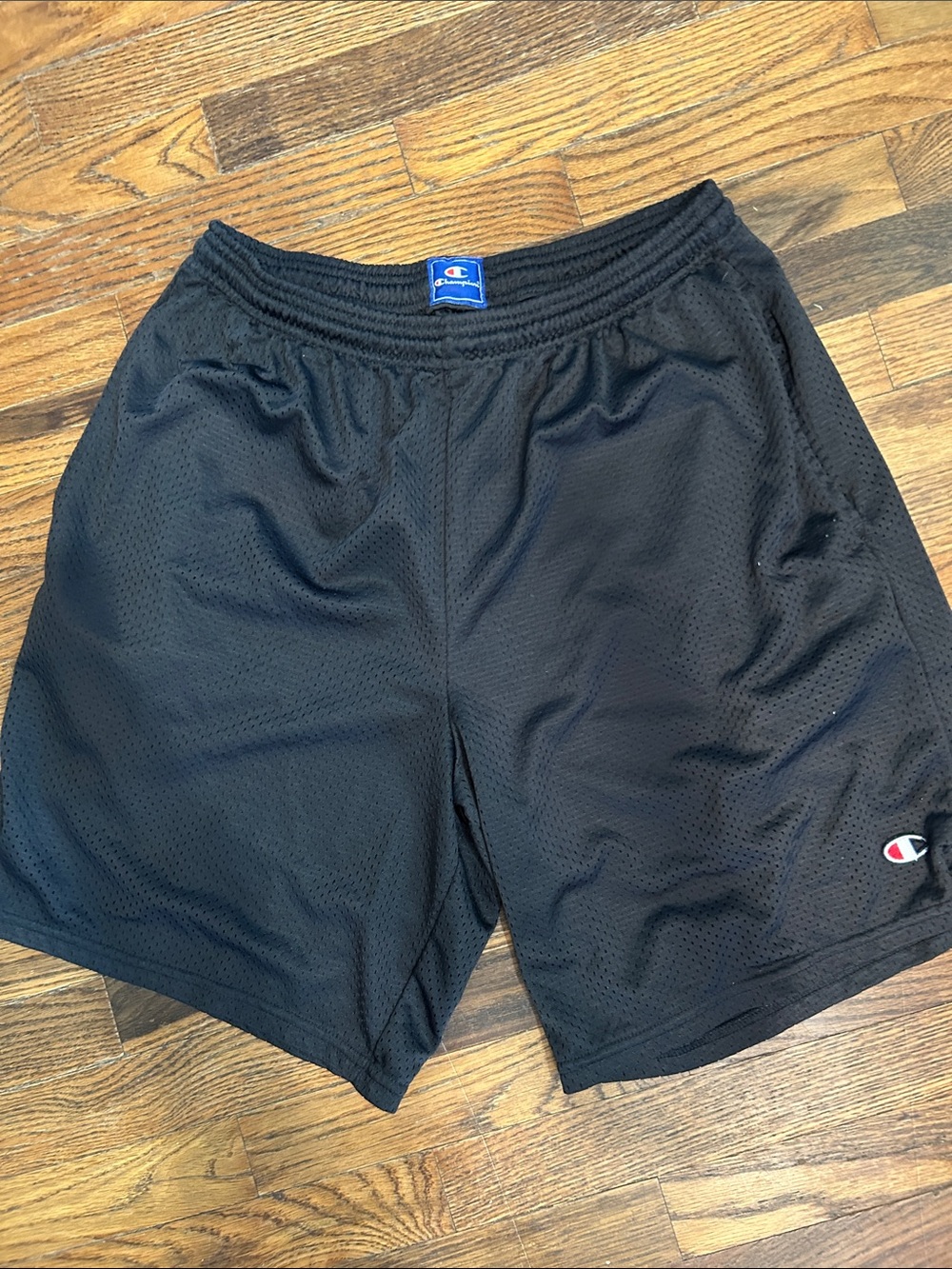 Champion Men's Black Mesh Athletic Shorts with Logo